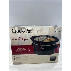 NEW Rival Crock Pot Double Dipper SCDD Black 2 16 Oz Sides Removable Stoneware